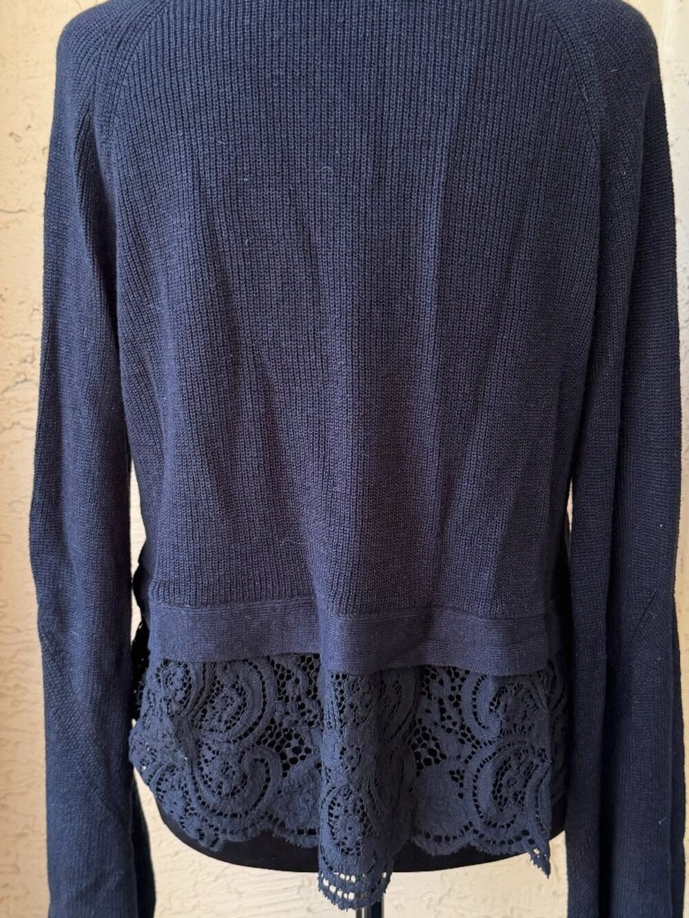 By Anthropologie Black Casual Relaxed Fit Lace Tunic Sweater Small Oversized - Picture 4 of 7